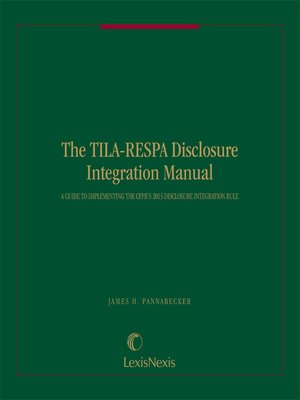 cover image of The TILA-RESPA Disclosure Integration Manual
